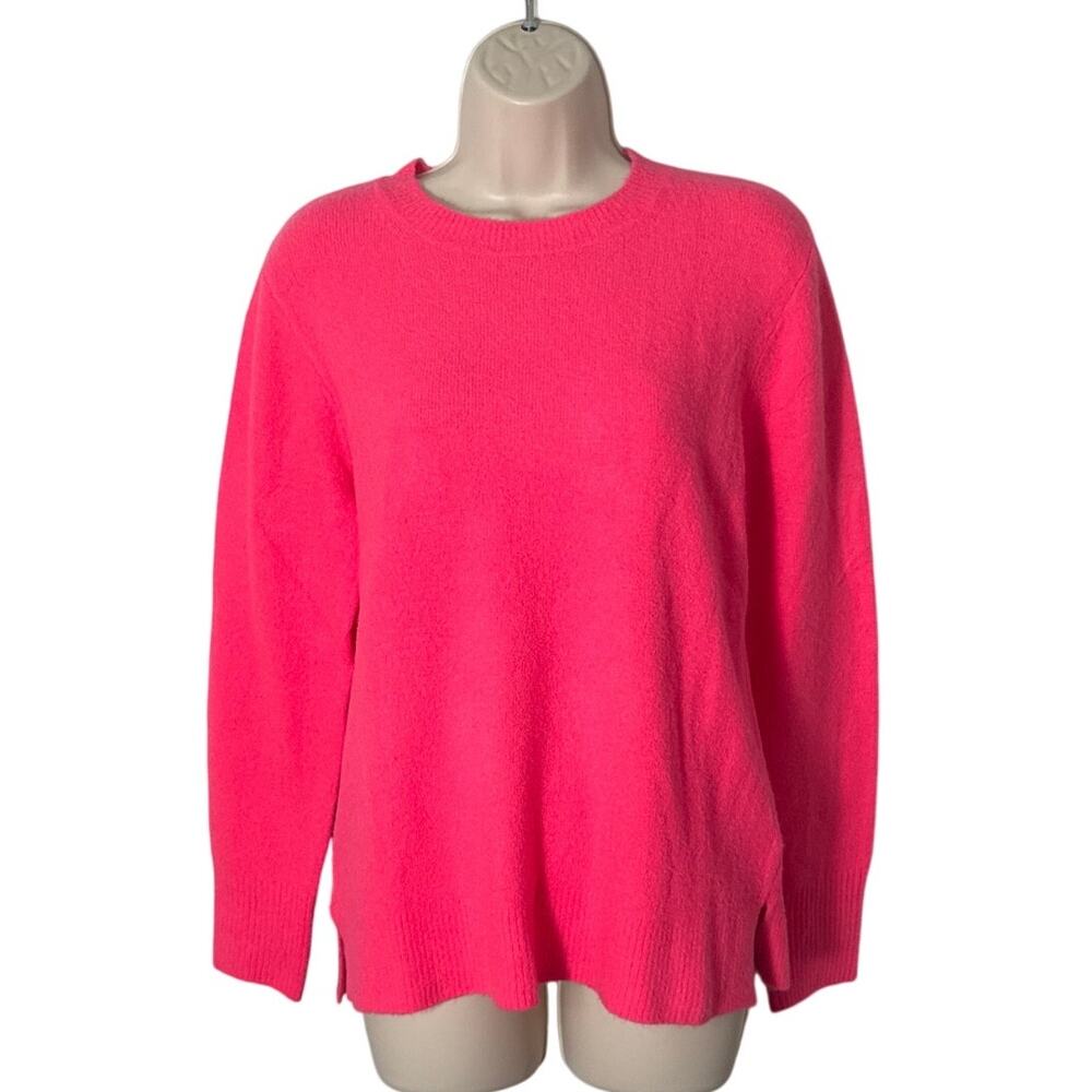 NWT J. Crew Crewneck Sweater in Extra Soft Yarn Hot Pink BU223 Size M